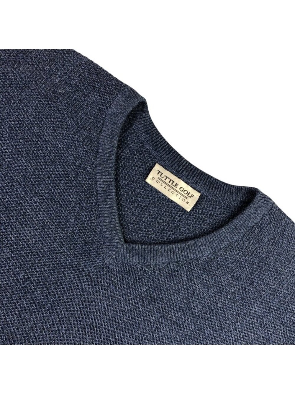 Tuttle Men's 100% Cotton V-Neck Pullover Golf Knit Sweater Blue • XL